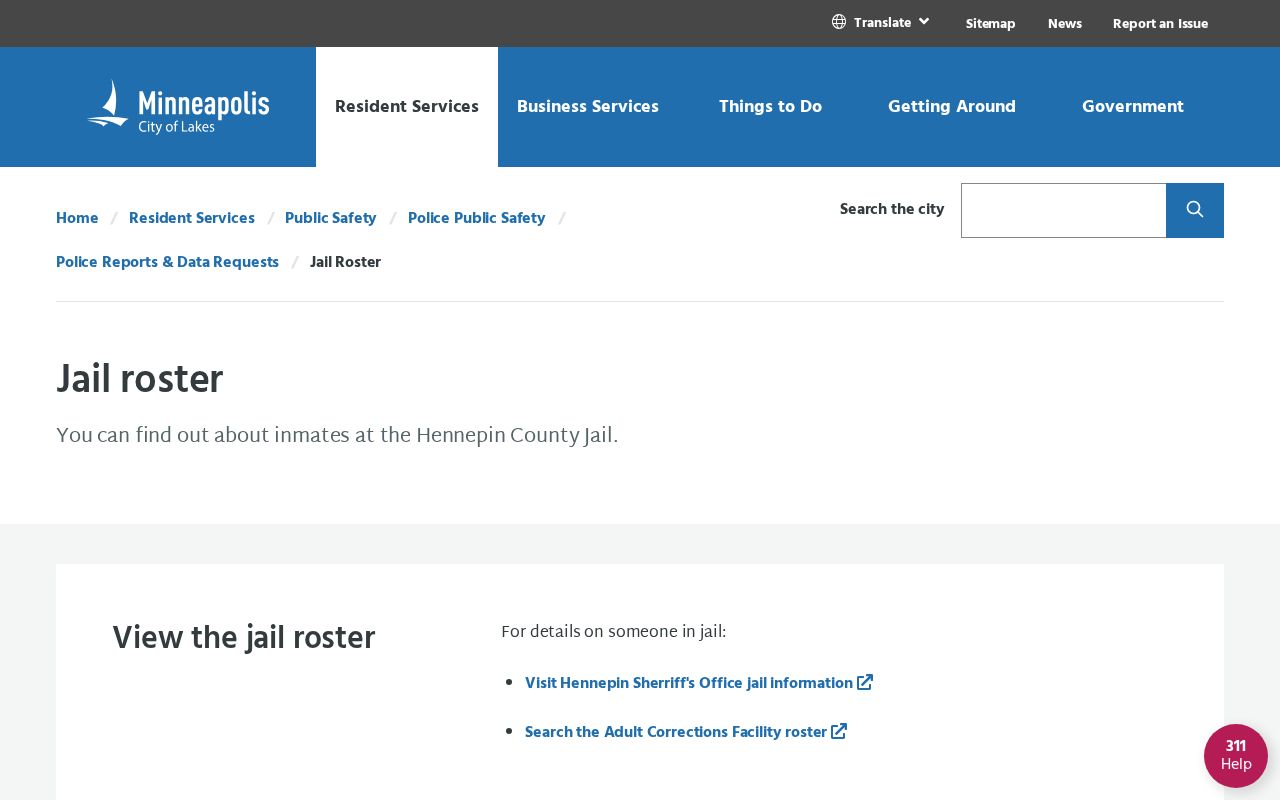 Minneapolis official Hennepin County jail roster and booking-photo policy